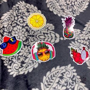 Pinks and fruit stickers